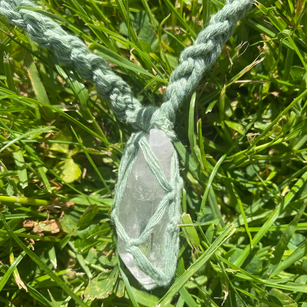The Edee Necklace- Sage Green & Clear Quartz