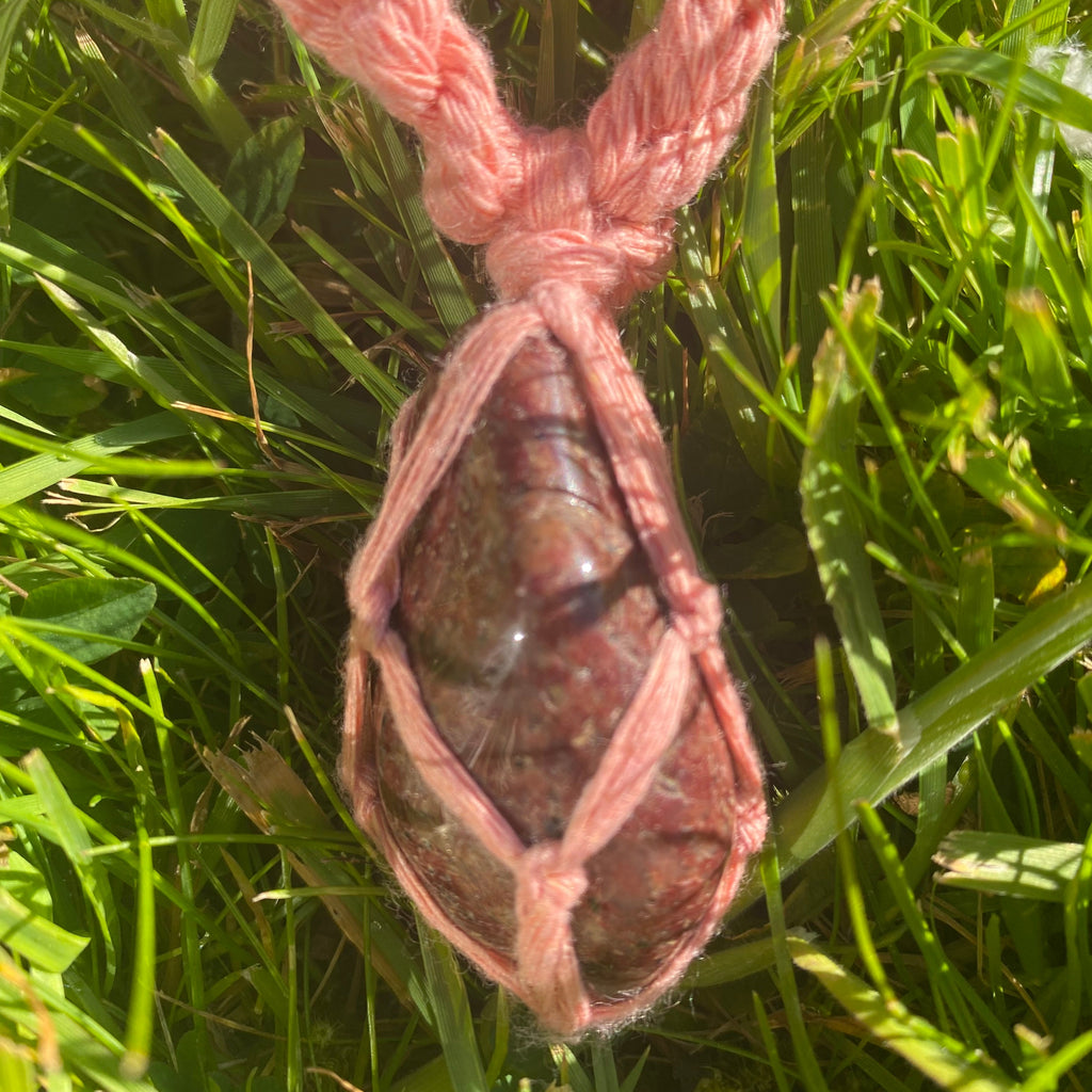 The Edee Necklace- Coral Pink & Rhodonite Crystal