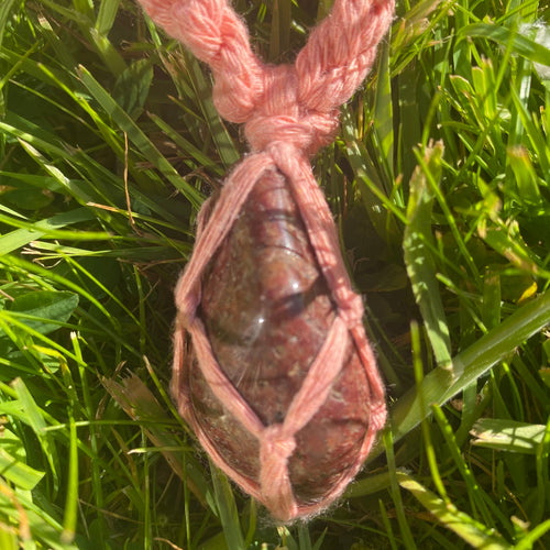The Edee Necklace- Coral Pink & Rhodonite Crystal