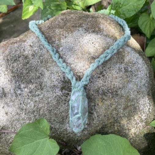 The Edee Necklace- Sage Green & Clear Quartz
